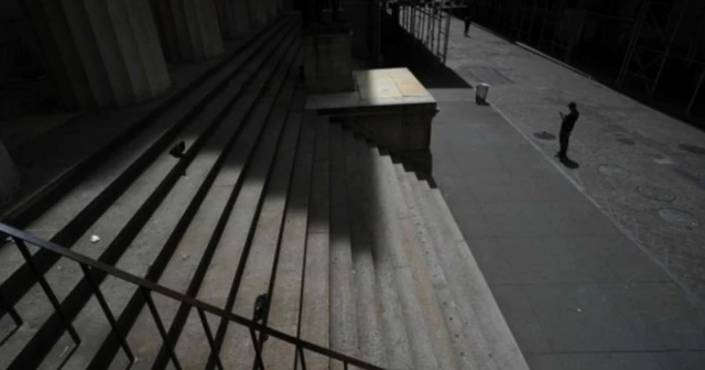 The empty streets outside the New York Stock Exchange, 19 May