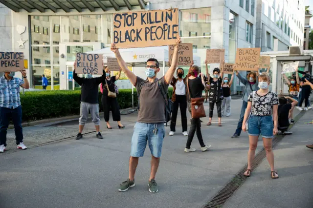 Protesters in Milan