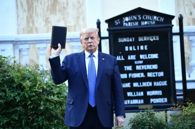 Trump held up a bible outside the church