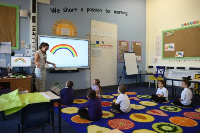 Pupils at Queen"s Hill Primary School, Costessey, Norfolk