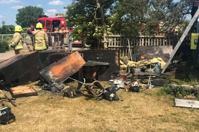 Cabin damaged by fire