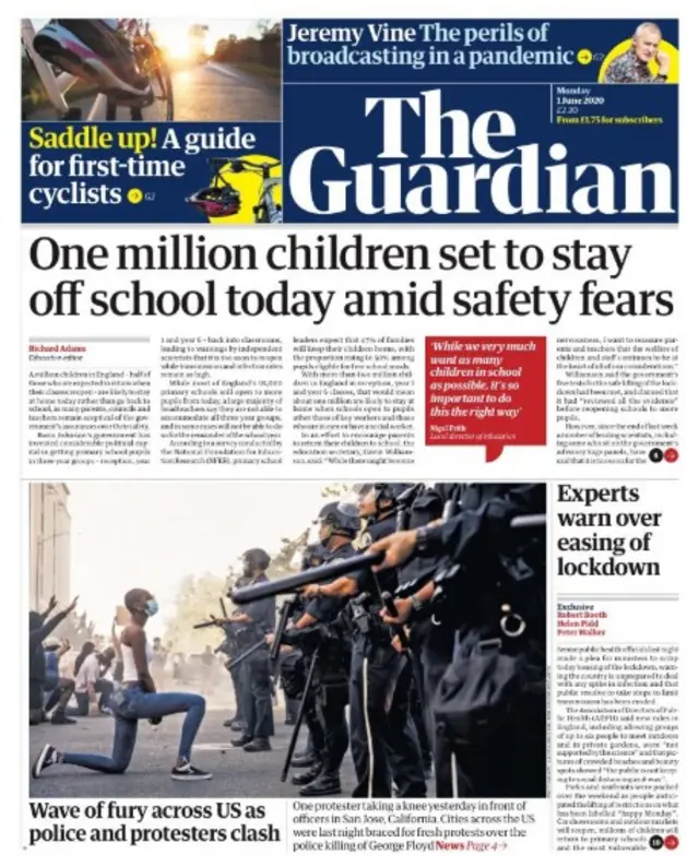 The Guardian front page