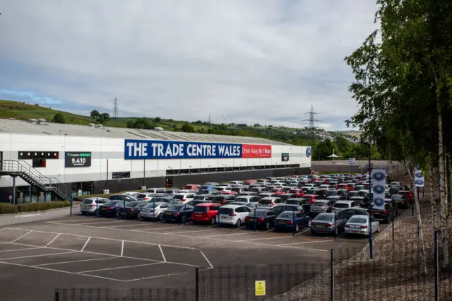 A car sales showroom, currently closed for business, in Blackwood