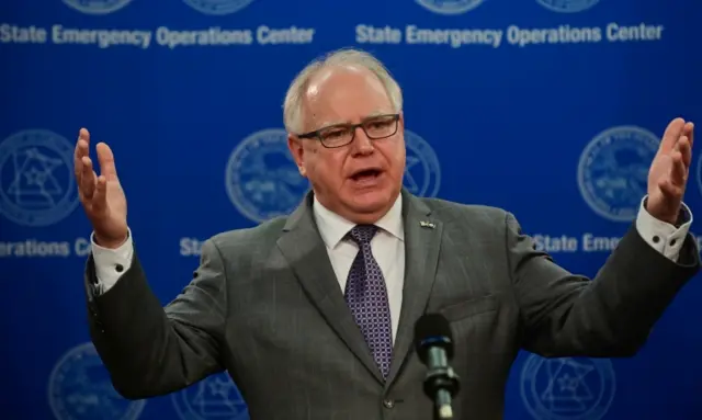 Minnesota Gov Tim Walz provides an update on the investigation into the death of George Floyd in Minnesota on 27 May