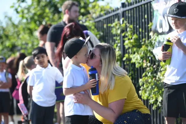 Children going to Queen's Hill Primary School, Costessey, Norfolk