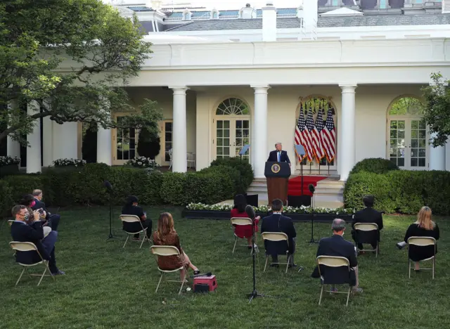 Trump speaks in the Rose Garden