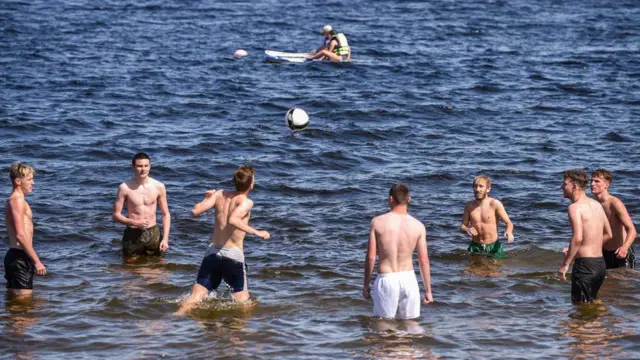 Young people in the sea