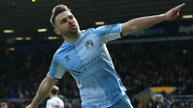 Coventry City's Matty Godden celebrates