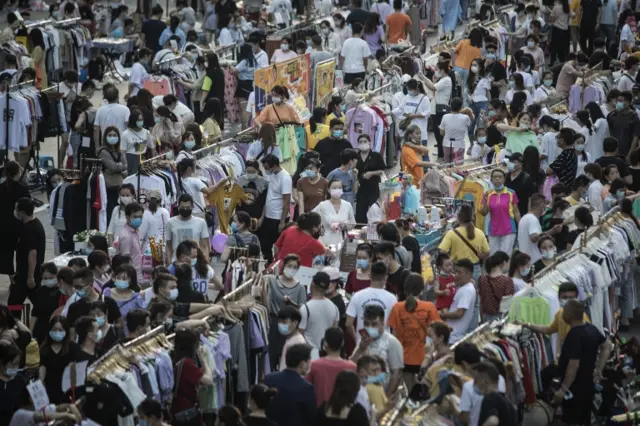 A general view of a night market in Wuhan