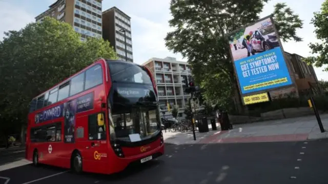 NHS Test and Trace advert seen on a billboard in London