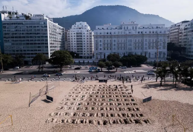 Memorial in Copacobana Beach. 11 June 2020