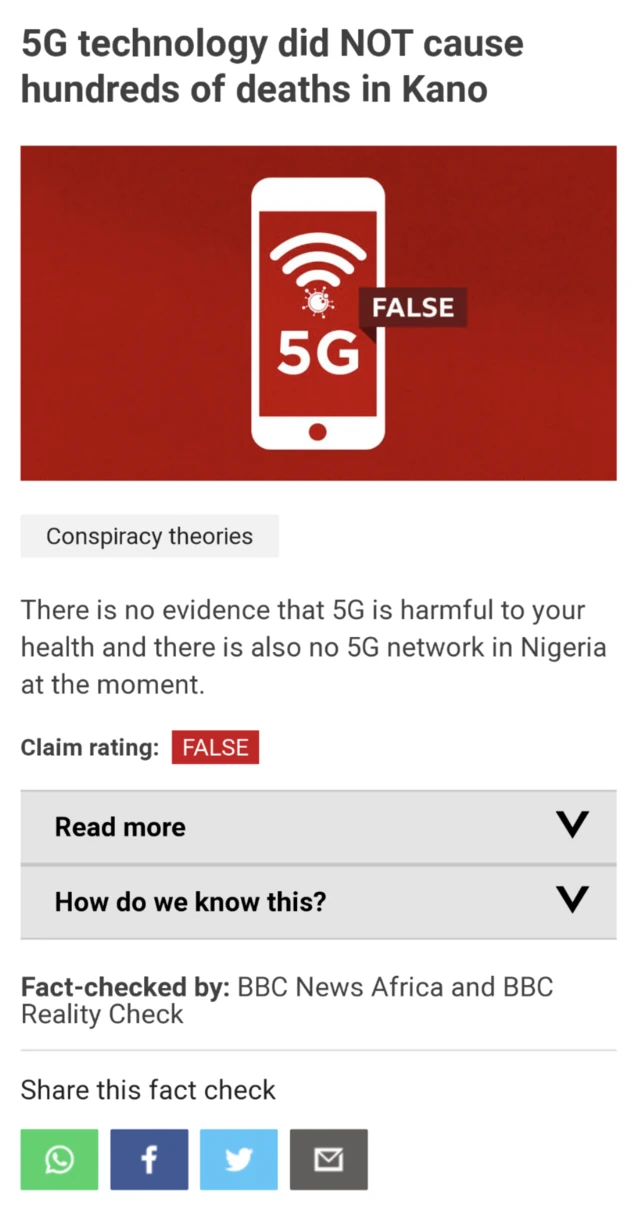 a screengrab of the 5g factcheck