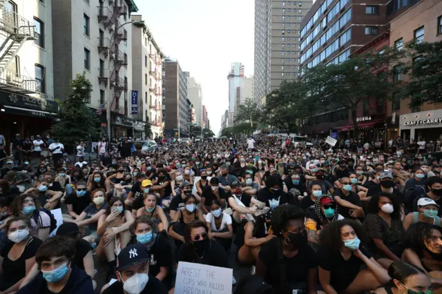 Peaceful protesters in New York