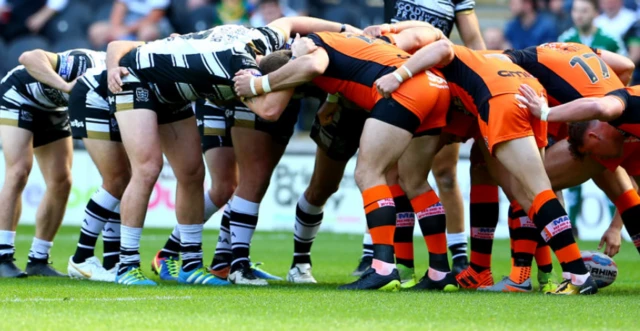 A scrum taking place in the Super League