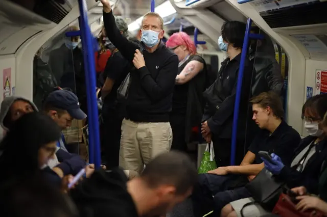 Commuters on London Underground