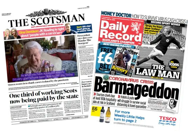 The Scotsman and the Daily Record front pages