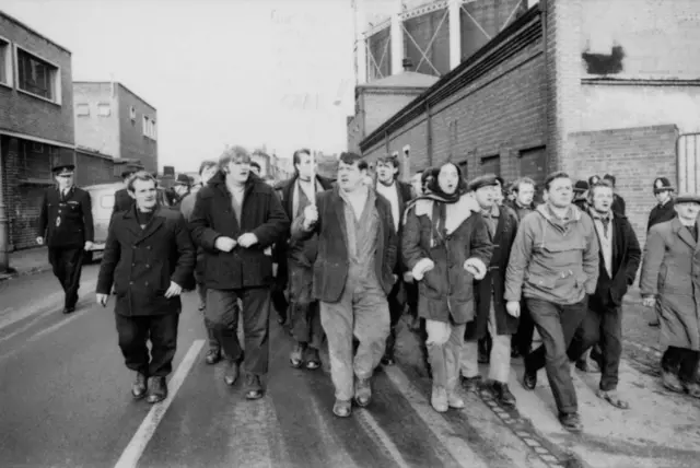 Striking miners at the Saltley Coke Depot in Birmingham in 1972