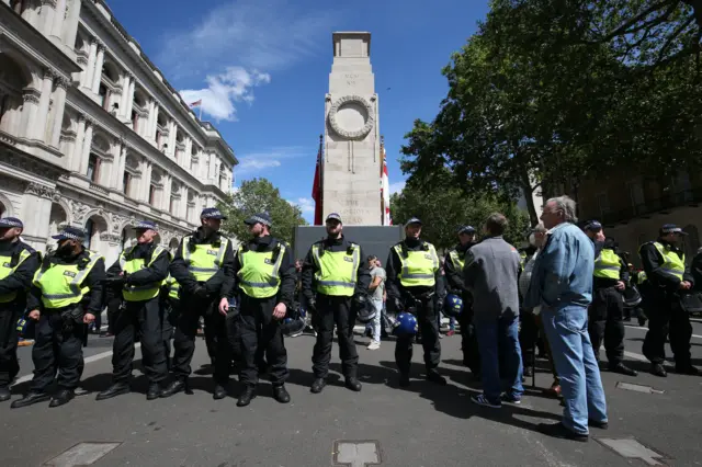 Police in front of the cenotaph