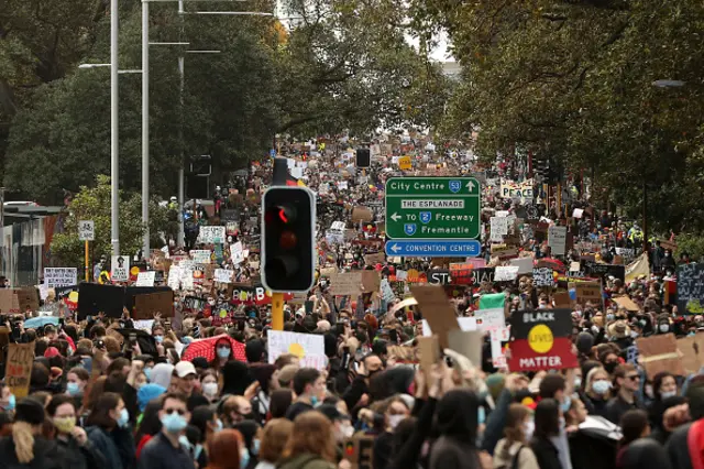 Protesters in Perth, Australia