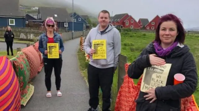 Walkers in Scalloway, Shetland