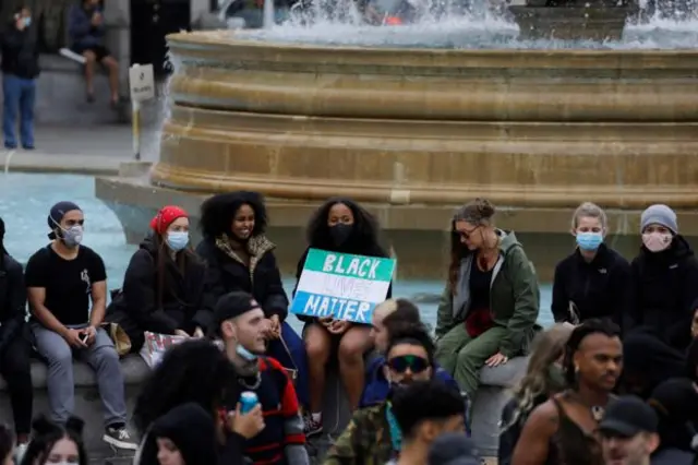 Protesters in Trafalgar Square on Friday