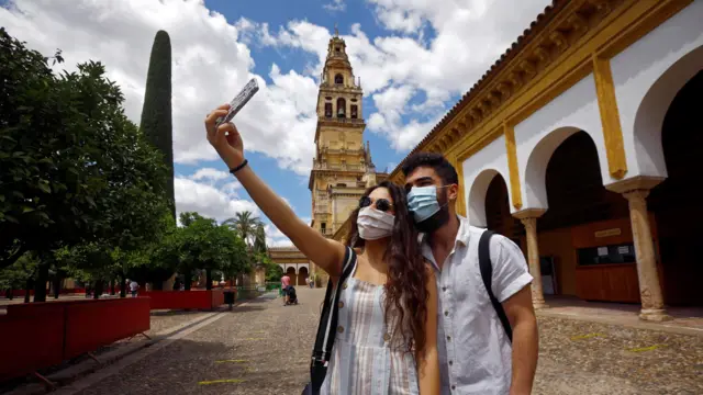 Couple in Andalusia, Spain, as lockdown restrictions are lifted