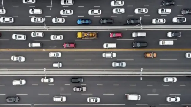 Aerial view of traffic