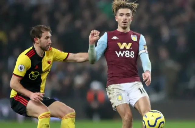 Aston Villa's Jack Grealish (right)