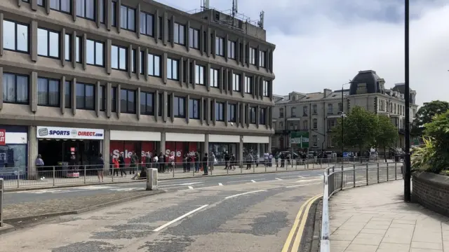 Queue outside Sports Direct in Scarborough