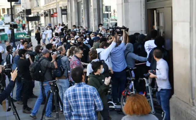 Crowds outside Topshop