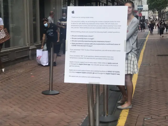 Outside the Apple store in Birmingham