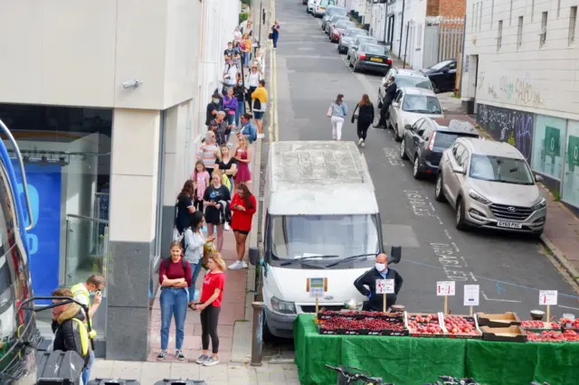 Queues outside Primark in Brighton