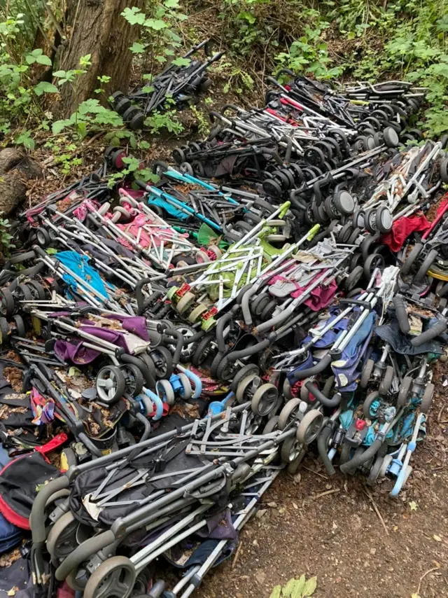 Pushchairs in the woods