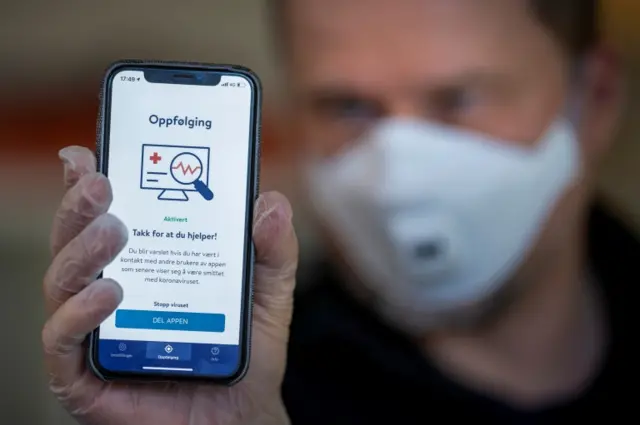 Norway's app Smittestopp (Infection Stop) for infection tracking is pictured in Oslo, Norway April 16, 2020