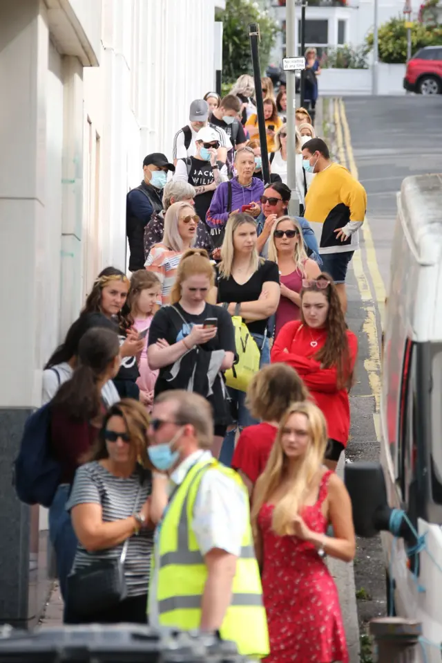 Queues outside Primark in Brighton