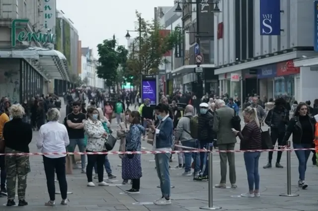 Shoppers queue outside Fenwick in Newcastle