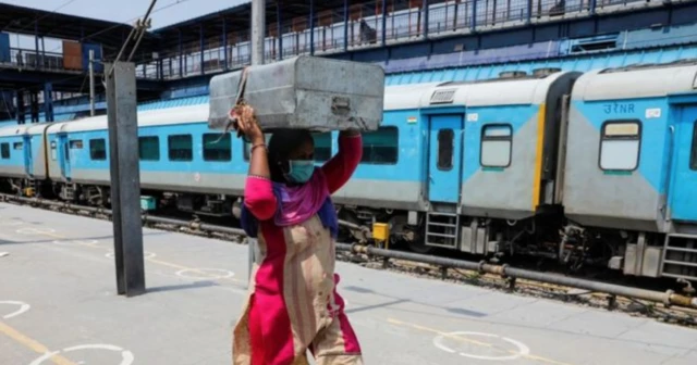 Train carriages at New Delhi station