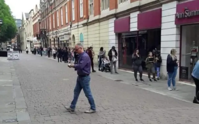 Queues outside Primark in Lincoln