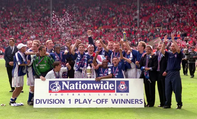 Ipswich Town celebrate promotion