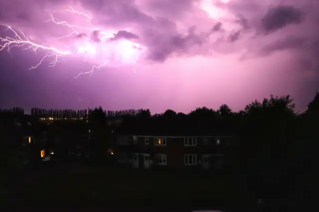 Thunderstorm in Measham, north Leicestershire on Monday 15 June 2020