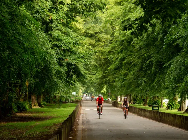 A cyclist in Cardiff