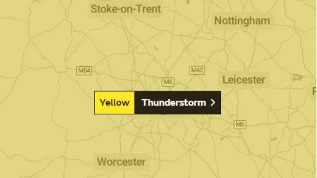 Area covered by weather warning