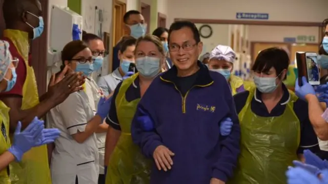 Mr Khor walking out of hospital