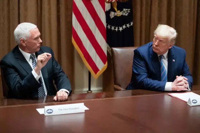 Pence (left) with President Trump at the White House on Tuesday