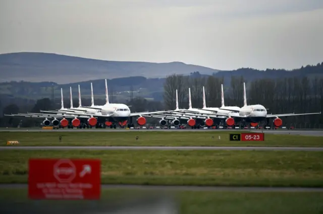 Aircraft parked at Glasgow Airport