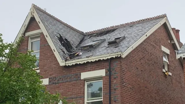 House damage by lightning