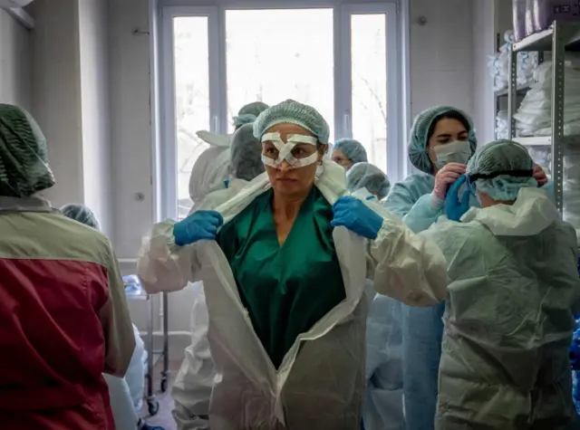 Doctors and nurses in Russia have told the BBC about working with limited protective equipment