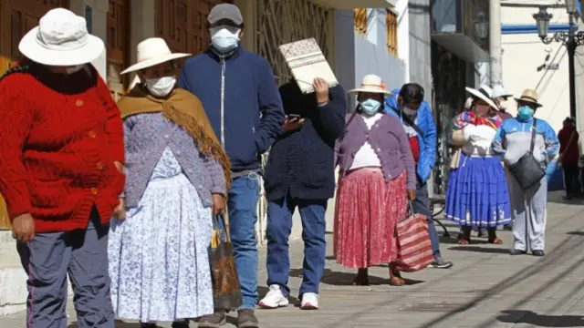 Pensioners standing in line