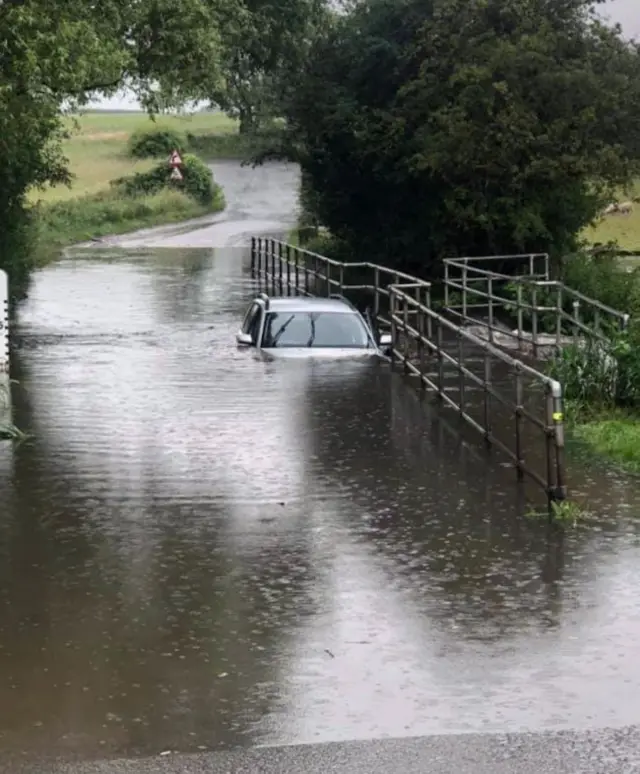 A car stranded