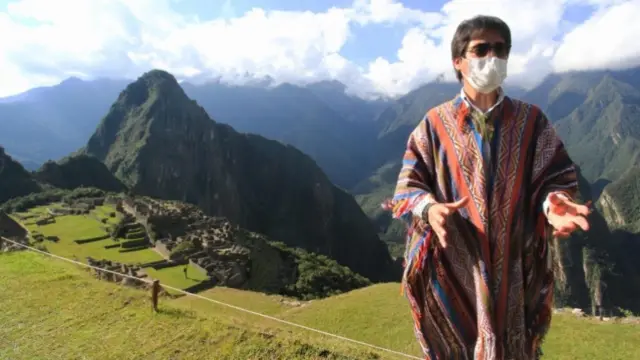 Man with face mask in Peru